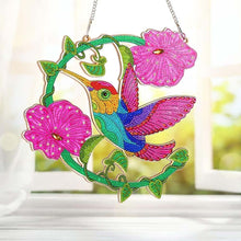 Charger l&#39;image dans la galerie, Suspension de Porte Diamond Painting 5D Colibri avec Fleurs