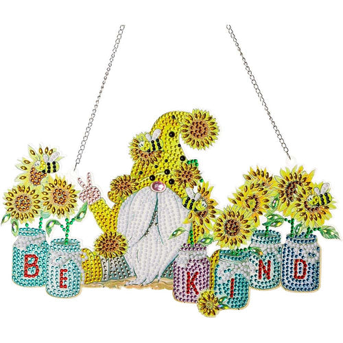 Suspension de Porte Diamond Painting 5D Gnome Tournesol