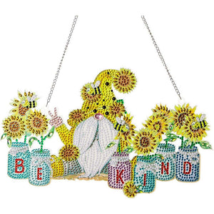 Suspension de Porte Diamond Painting 5D Gnome Tournesol