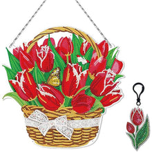 Charger l&#39;image dans la galerie, Suspension de Porte Diamond Painting 5D Tulipes avec LED et Pendentif