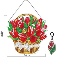 Charger l&#39;image dans la galerie, Suspension de Porte Diamond Painting 5D Tulipes avec LED et Pendentif