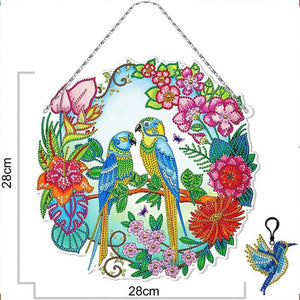 Suspension de Porte Diamond Painting 5D Oiseaux avec LED et Pendentif