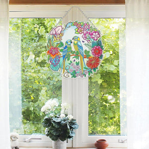 Suspension de Porte Diamond Painting 5D Oiseaux avec LED et Pendentif