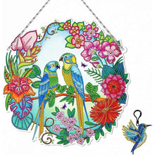 Charger l&#39;image dans la galerie, Suspension de Porte Diamond Painting 5D Oiseaux avec LED et Pendentif