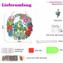 Charger l&#39;image dans la galerie, Suspension de Porte Diamond Painting 5D Oiseaux avec LED et Pendentif