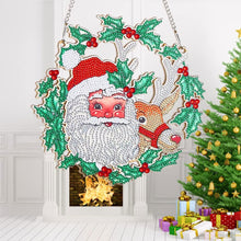 Charger l&#39;image dans la galerie, Suspension de Porte Diamond Painting 5D Père Noël avec Renne