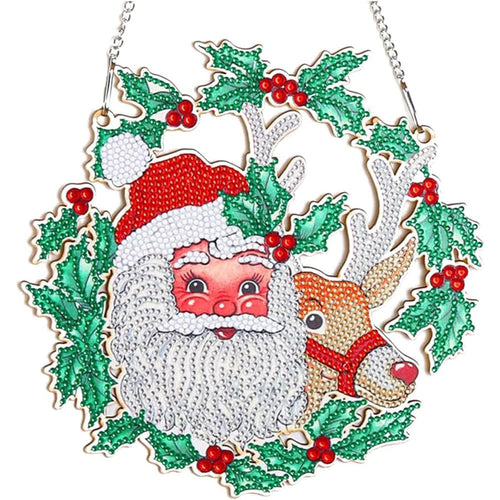 Suspension de Porte Diamond Painting 5D Père Noël avec Renne