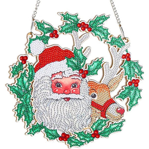 Suspension de Porte Diamond Painting 5D Père Noël avec Renne