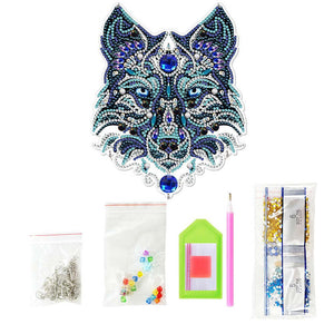 Porte-Miroir de Voiture Diamond Painting Loup