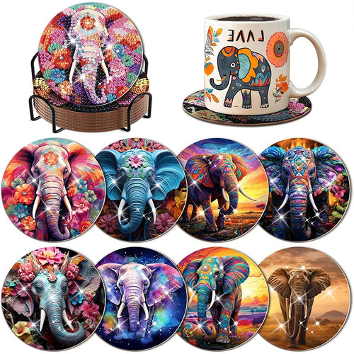 Sous-Verre Diamond Painting 5D Éléphants