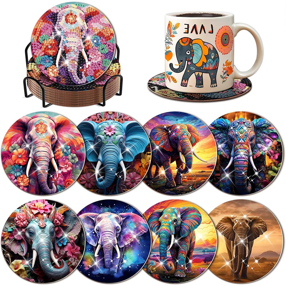Sous-Verre Diamond Painting 5D Éléphants