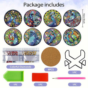 Sous-Verre Diamond Painting 5D avec Paon