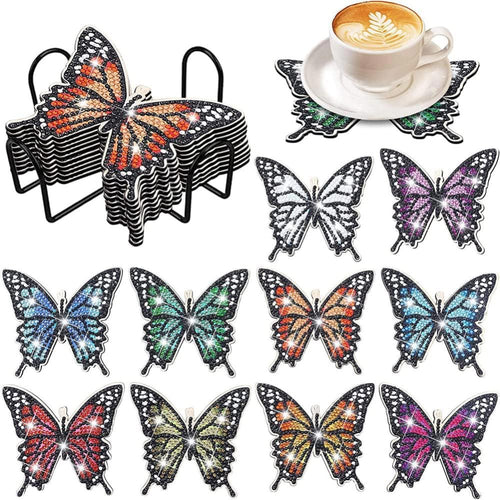 Sous-Verre Diamond Painting 5D Papillons Ensemble de 10 Pièces