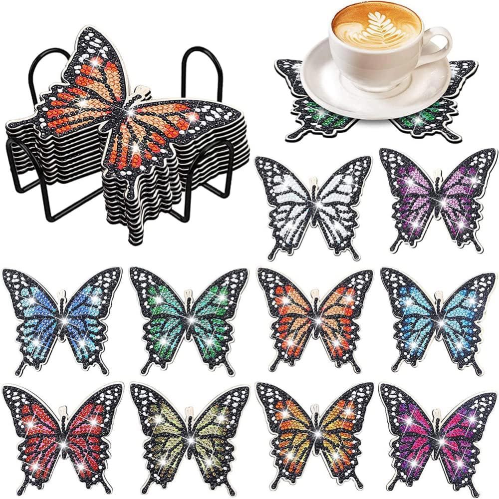 Sous-Verre Diamond Painting 5D Papillons Ensemble de 10 Pièces