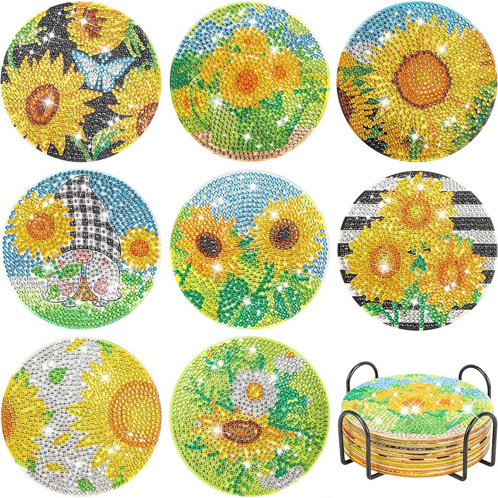 Sous-Verre Diamond Painting 5D avec Tournesols