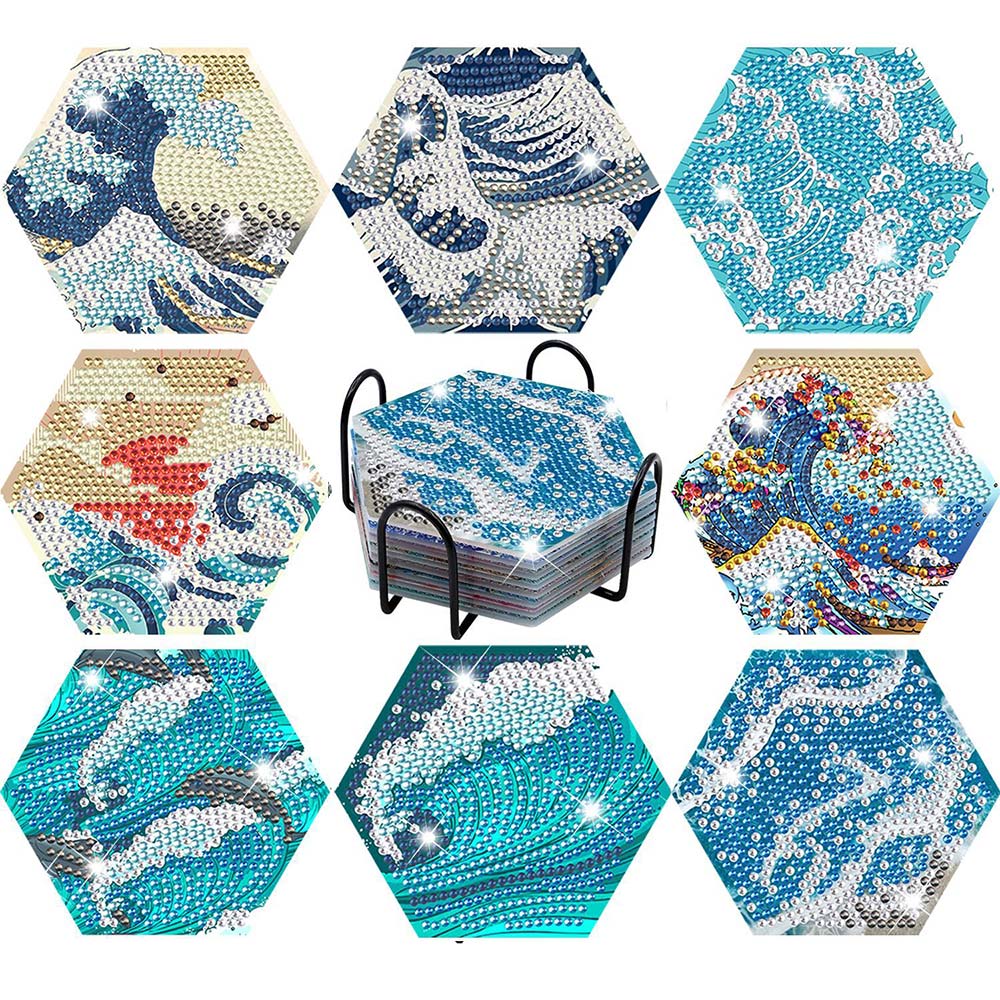 Sous-Verre Diamond Painting 5D Vagues d'Eau