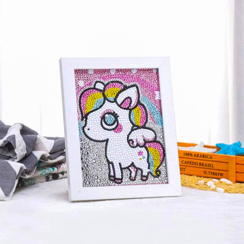 Diamond Painting 5D Enfants avec Licorne avec Cadre Photo