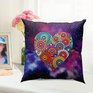 Housse de Coussin Diamond Painting 5D 30x30 cm Mandala Cœur