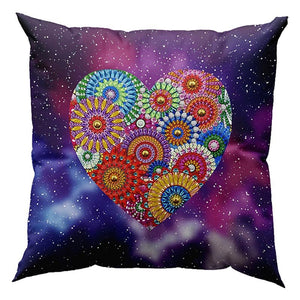 Housse de Coussin Diamond Painting 5D 30x30 cm Mandala Cœur