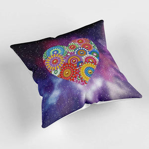 Housse de Coussin Diamond Painting 5D 30x30 cm Mandala Cœur