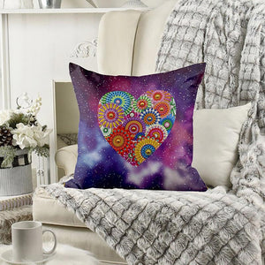 Housse de Coussin Diamond Painting 5D 30x30 cm Mandala Cœur