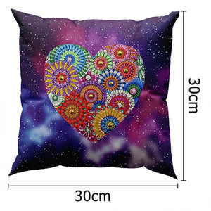 Housse de Coussin Diamond Painting 5D 30x30 cm Mandala Cœur