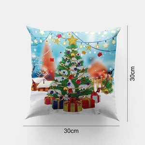 Housse de Coussin Diamond Painting 5D 30x30 cm Sapin de Noël