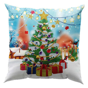 Housse de Coussin Diamond Painting 5D 30x30 cm Sapin de Noël