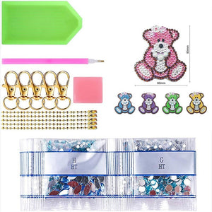 Porte-Clés Diamond Painting 5D Ours 5 Pièces