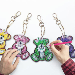 Porte-Clés Diamond Painting 5D Ours 5 Pièces