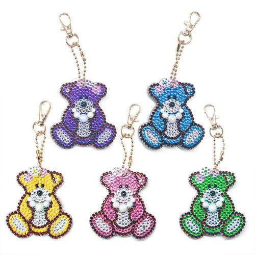 Porte-Clés Diamond Painting 5D Ours 5 Pièces