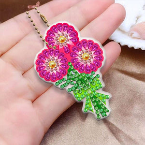 Porte-Clés Diamond Painting 5D Bouquet de Fleurs 5 Pièces