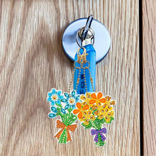 Charger l&#39;image dans la galerie, Porte-Clés Diamond Painting 5D Bouquet de Fleurs 5 Pièces