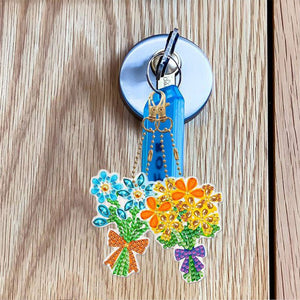 Porte-Clés Diamond Painting 5D Bouquet de Fleurs 5 Pièces