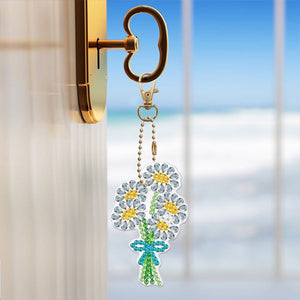 Porte-Clés Diamond Painting 5D Bouquet de Fleurs 5 Pièces