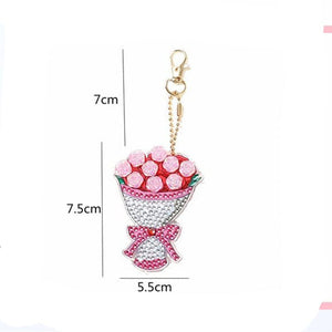 Porte-Clés Diamond Painting 5D Bouquet de Fleurs