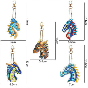 Porte-Clés Diamond Painting 5D Dragon 5 Pièces