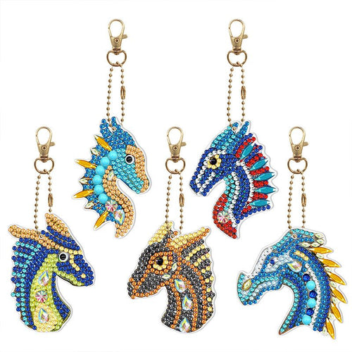 Porte-Clés Diamond Painting 5D Dragon 5 Pièces