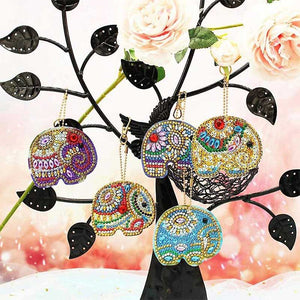 Porte-Clés Diamond Painting 5D Éléphants 5 Pièces