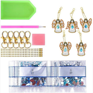 Porte-Clés Diamond Painting 5D Ange 5 Pièces