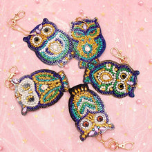 Charger l&#39;image dans la galerie, Porte-Clés Diamond Painting 5D Hiboux Ensemble de 5 Pièces