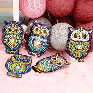 Porte-Clés Diamond Painting 5D Hiboux Ensemble de 5 Pièces