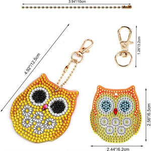 Porte-Clés Diamond Art Hiboux 5 Pièces