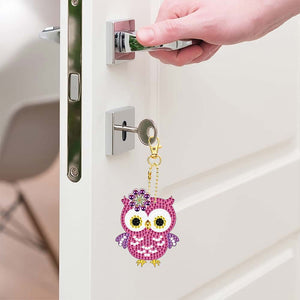 Porte-Clés Diamond Painting 5D avec Hiboux 5 Pièces