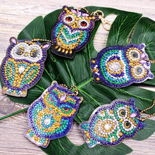 Charger l&#39;image dans la galerie, Porte-Clés Diamond Painting 5D Hiboux Ensemble de 5 Pièces