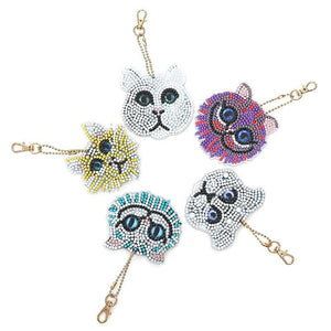 Porte-Clés Diamond Painting 5D Chatons 5 Pièces
