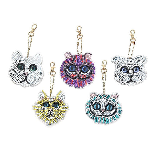 Porte-Clés Diamond Painting 5D Chatons 5 Pièces