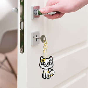Porte-Clés Diamond Art Chats 5 Pièces