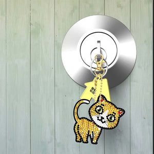 Porte-Clés Diamond Art Chats 5 Pièces