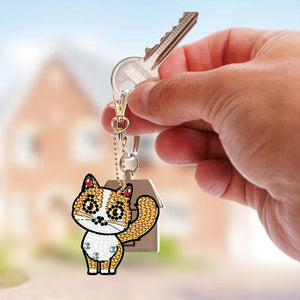 Porte-Clés Diamond Art Chats 5 Pièces